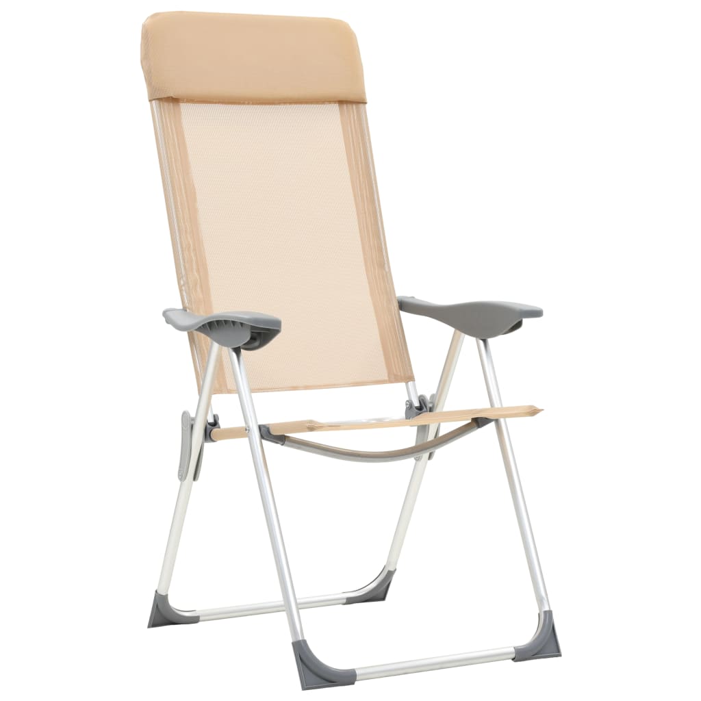 Sedie da campeggio Vidaxl 4 pezzi crema in alluminio pieghevole