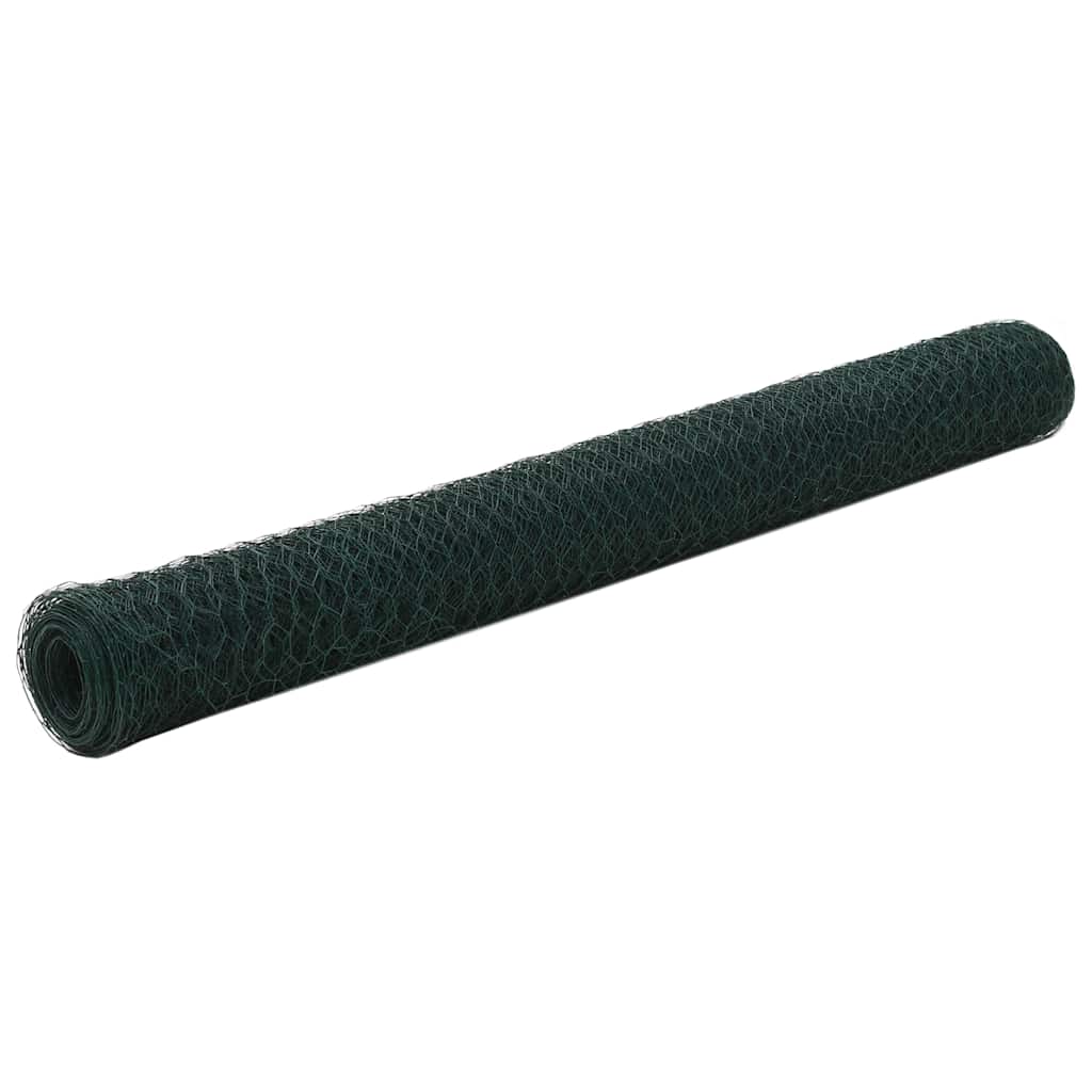 Rete per polli Vidaxxl 25x1,2 m in acciaio con rivestimento in PVC verde