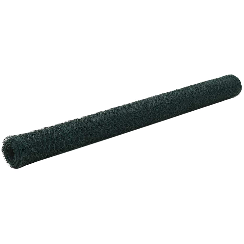 Rete per polli VidaXL 25x1,5 m in acciaio con rivestimento in PVC verde