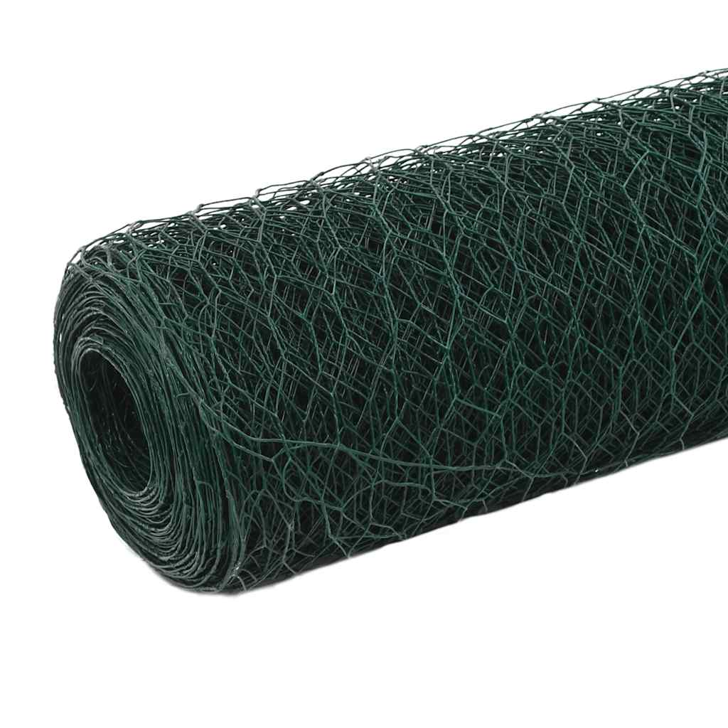 Rete per polli VidaXL 25x1,5 m in acciaio con rivestimento in PVC verde