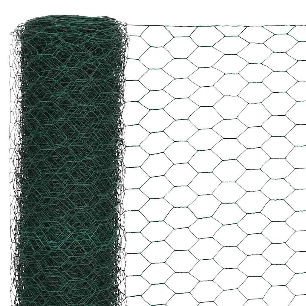 Rete per polli VidaXL 25x1,5 m in acciaio con rivestimento in PVC verde
