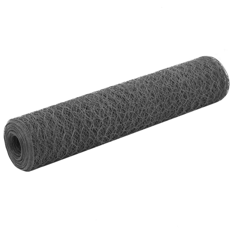 Alambre de pollo Vidaxl 25x0.75 m de acero con recubrimiento de PVC gris