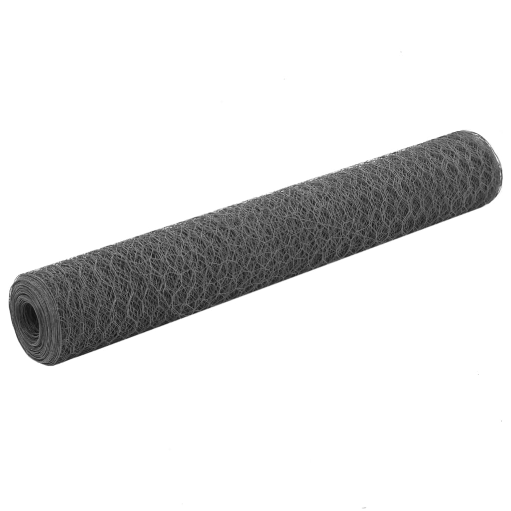 Alambre de pollo Vidaxl 25x1 m de acero con recubrimiento de PVC gris