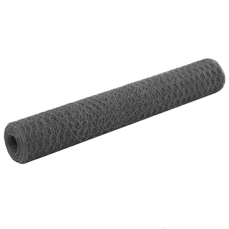 Alambre de pollo Vidaxl 25x1 m de acero con recubrimiento de PVC gris