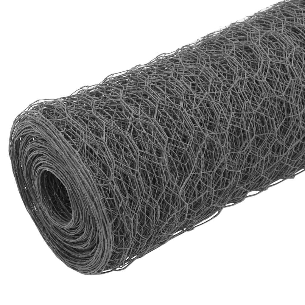 Vidaxl kippengaas 25x1,2 m staal met pvc coating grijs