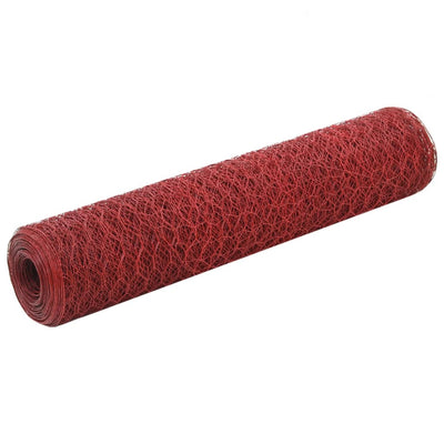 Alambre de pollo Vidaxl 25x0.75 m de acero con recubrimiento de PVC rojo