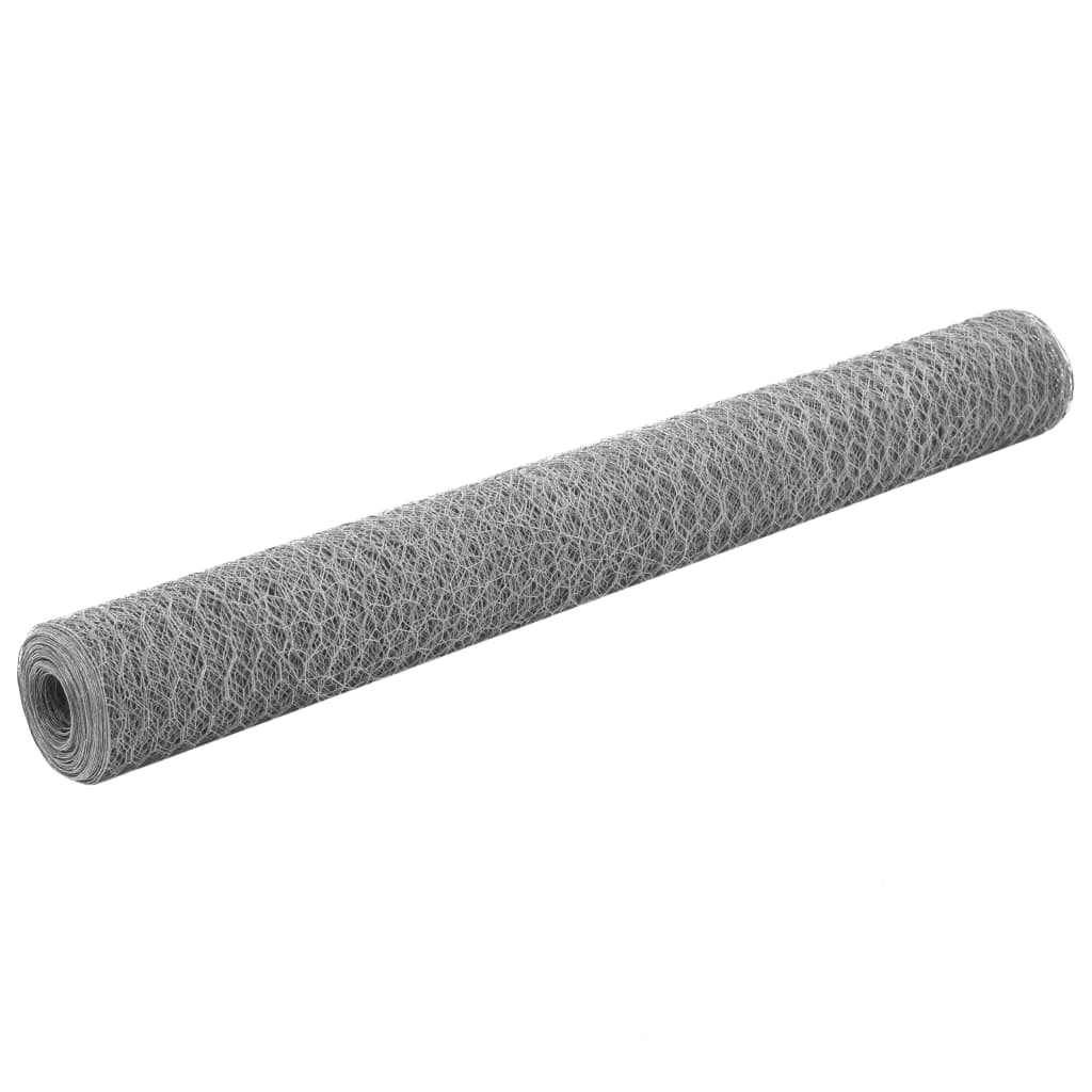 Alambre de pollo Vidaxl 25x1.2 M de acero galvanizado de plata de color plateado