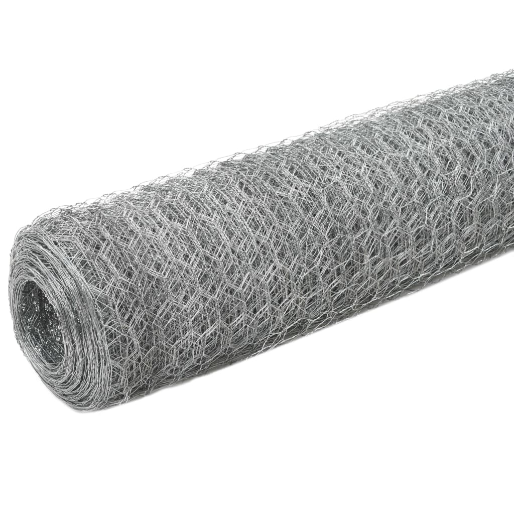 Alambre de pollo Vidaxl 25x1.5 M de acero galvanizado de color plateado