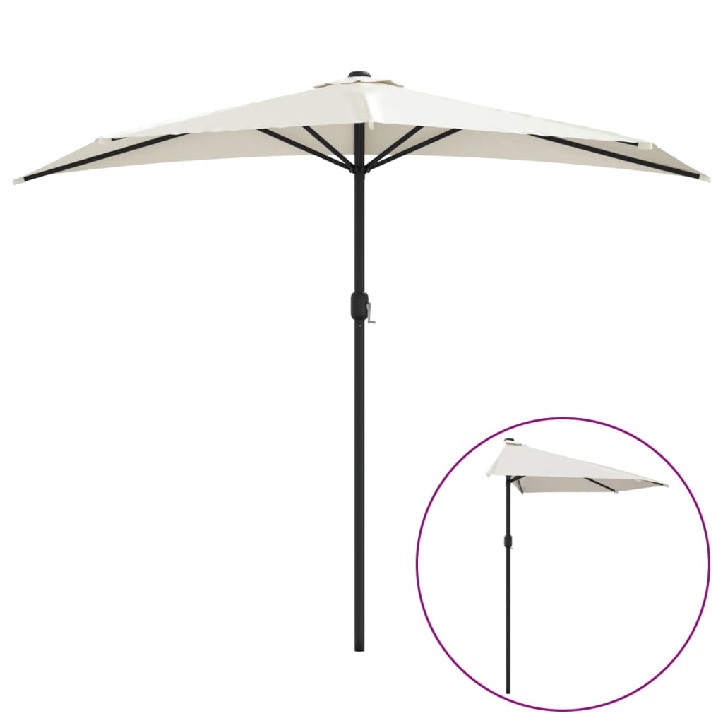Vidaxl Balcony Parasol Half con poste de aluminio 270x144 cm de arena