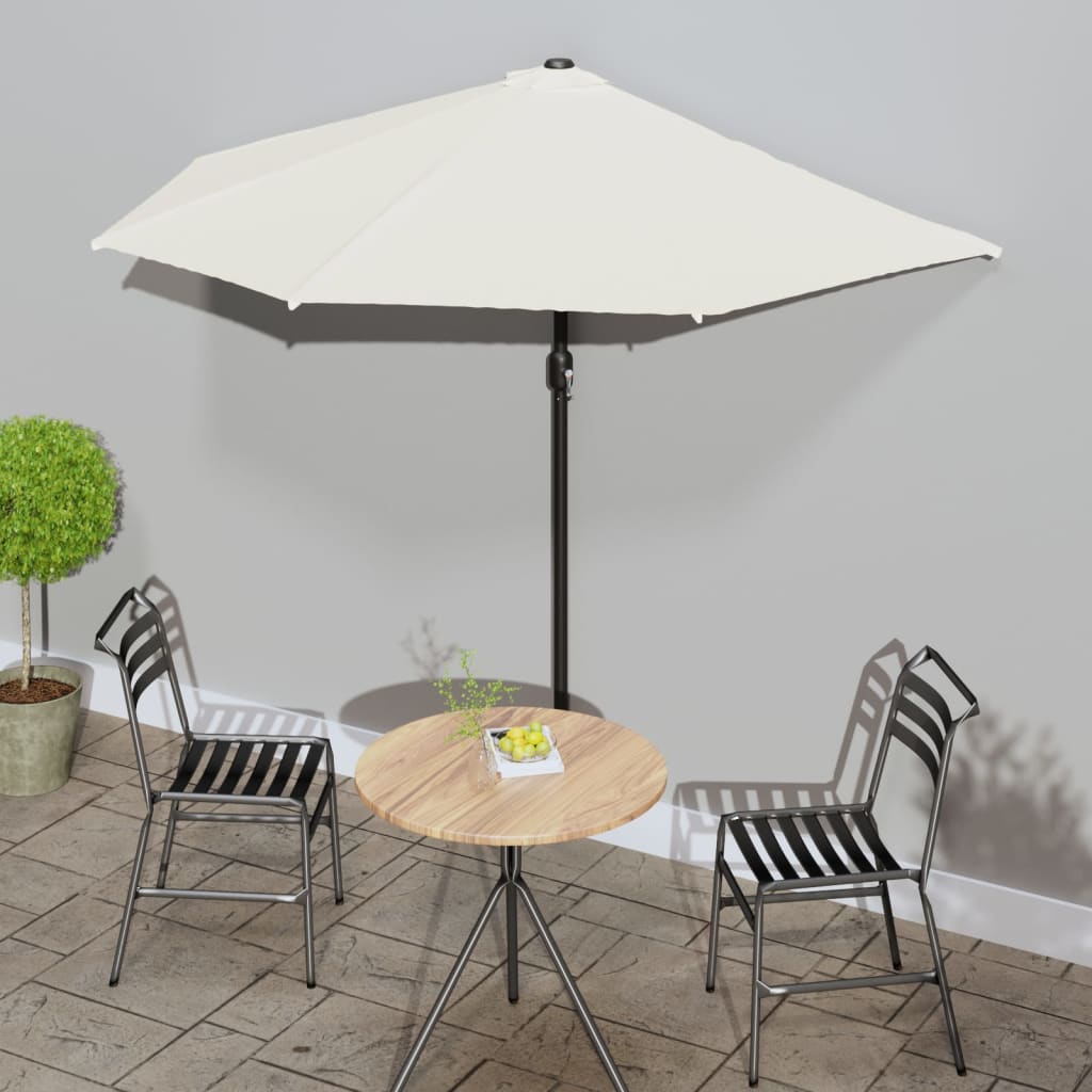 Vidaxl Balcony Parasol Half con poste de aluminio 270x144 cm de arena