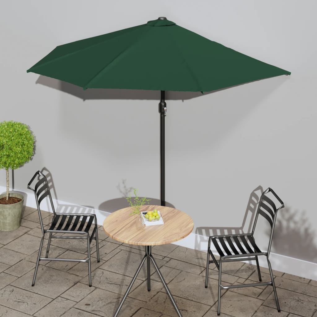 Vidaxl Balcón Parasol Half con poste de aluminio 270x144 cm verde