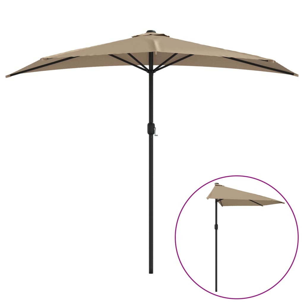 Vidaxl Balcony Parasol Half con polo de aluminio 270x144 CM Taupe
