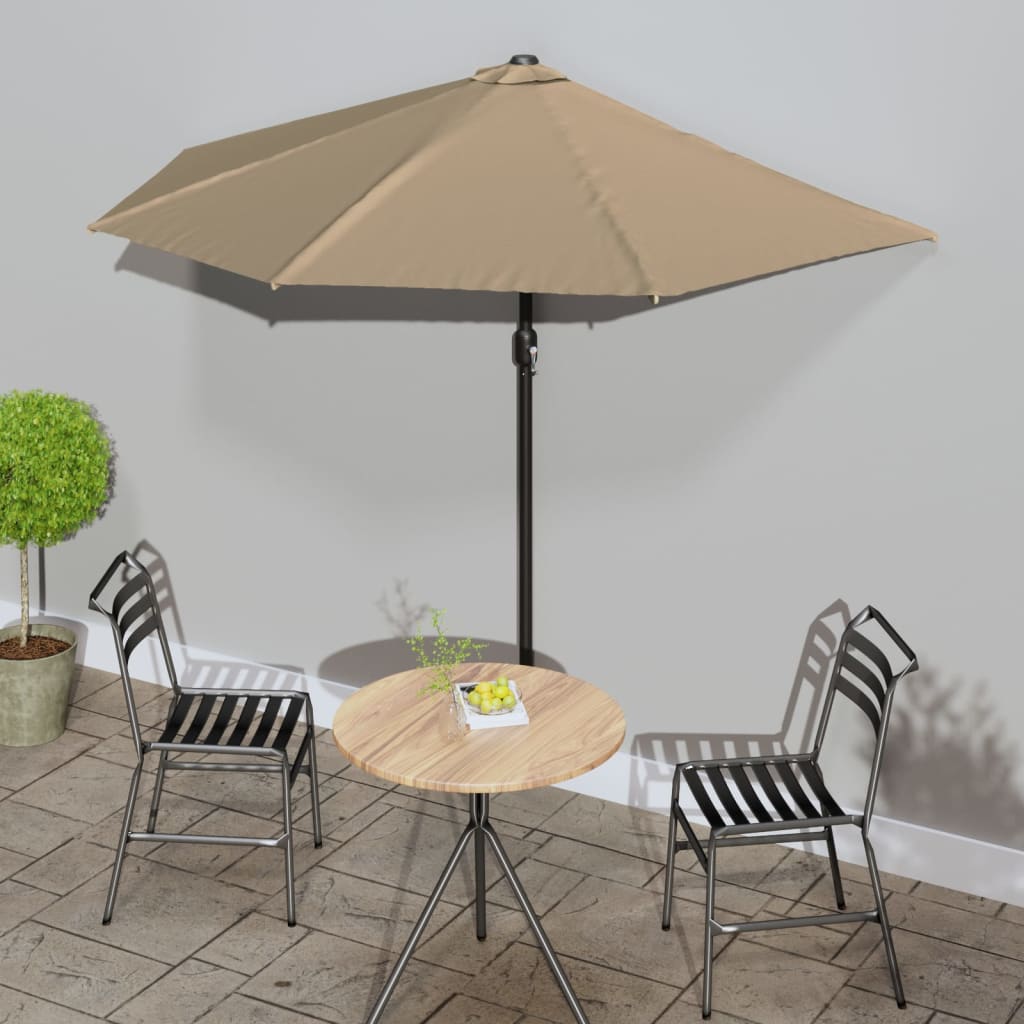 Vidaxl Balcony Parasol Half con polo de aluminio 270x144 CM Taupe