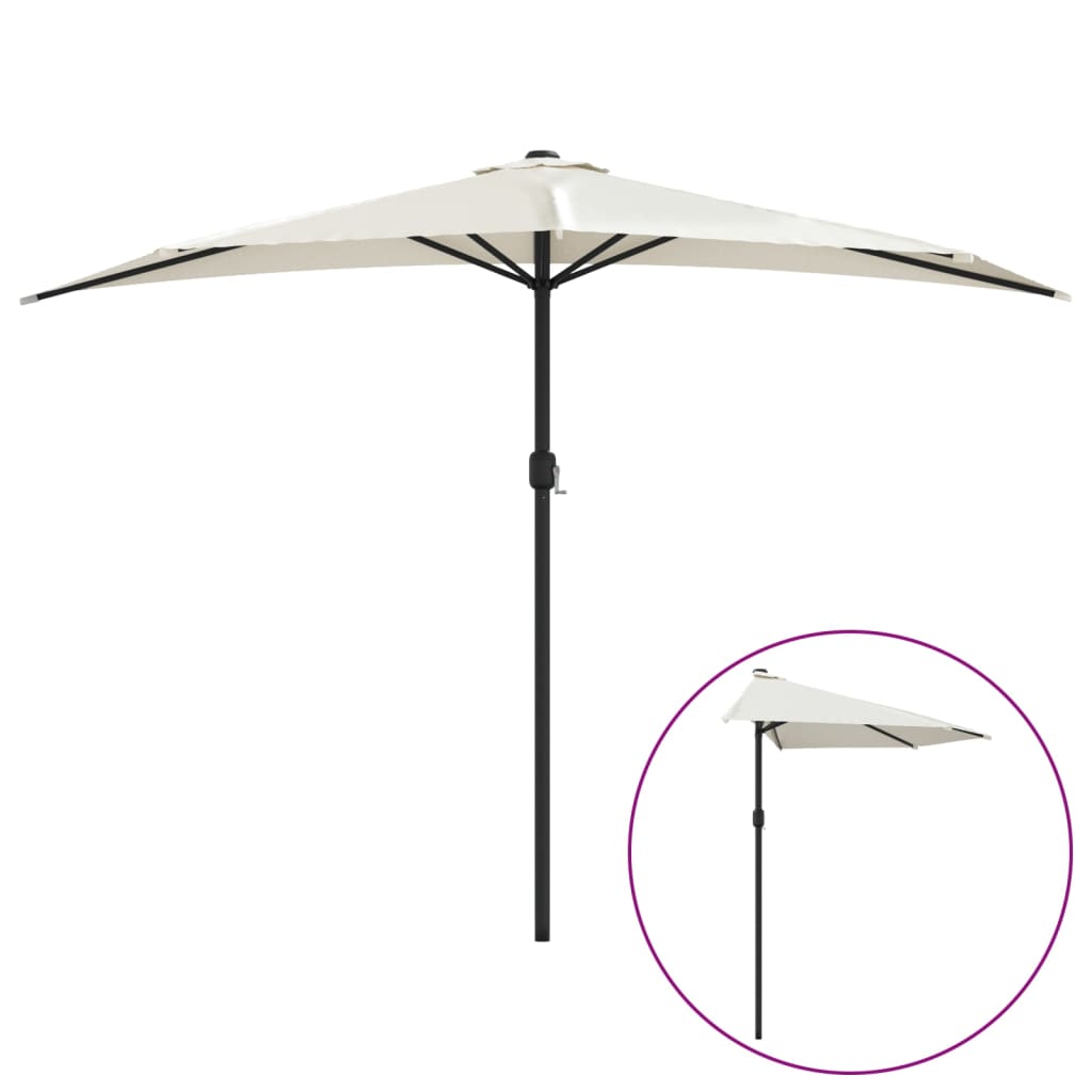 Vidaxl Balcony Parasol Half con poste de aluminio 300x155 cm de arena
