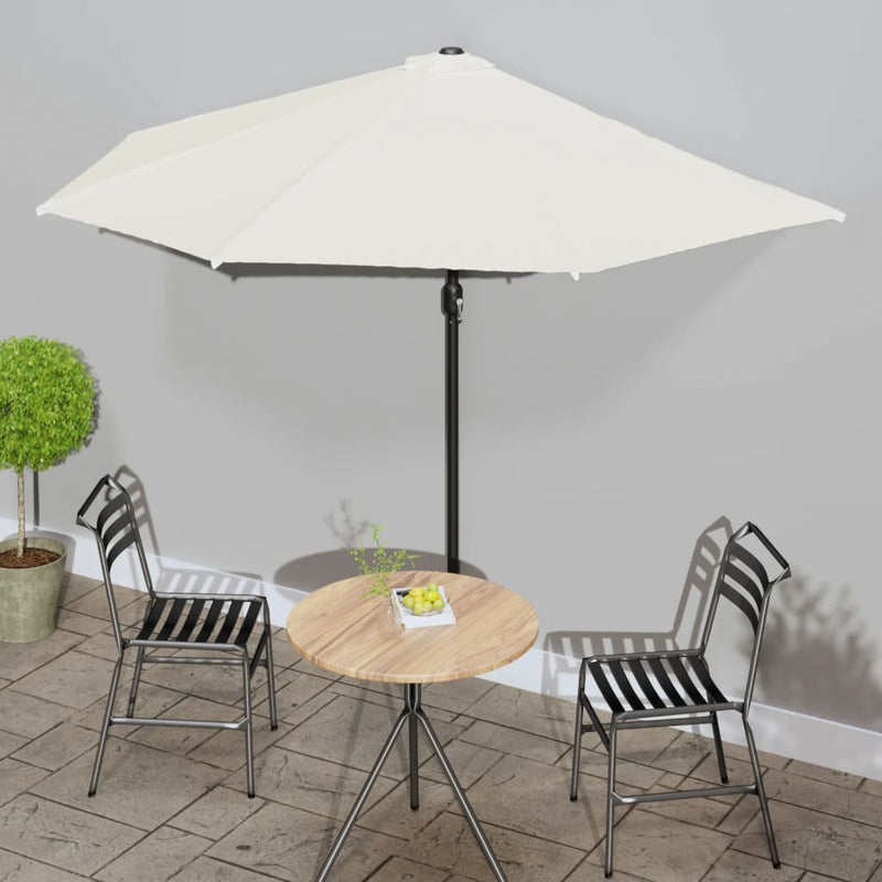 Vidaxl Balcony Parasol Half con poste de aluminio 300x155 cm de arena