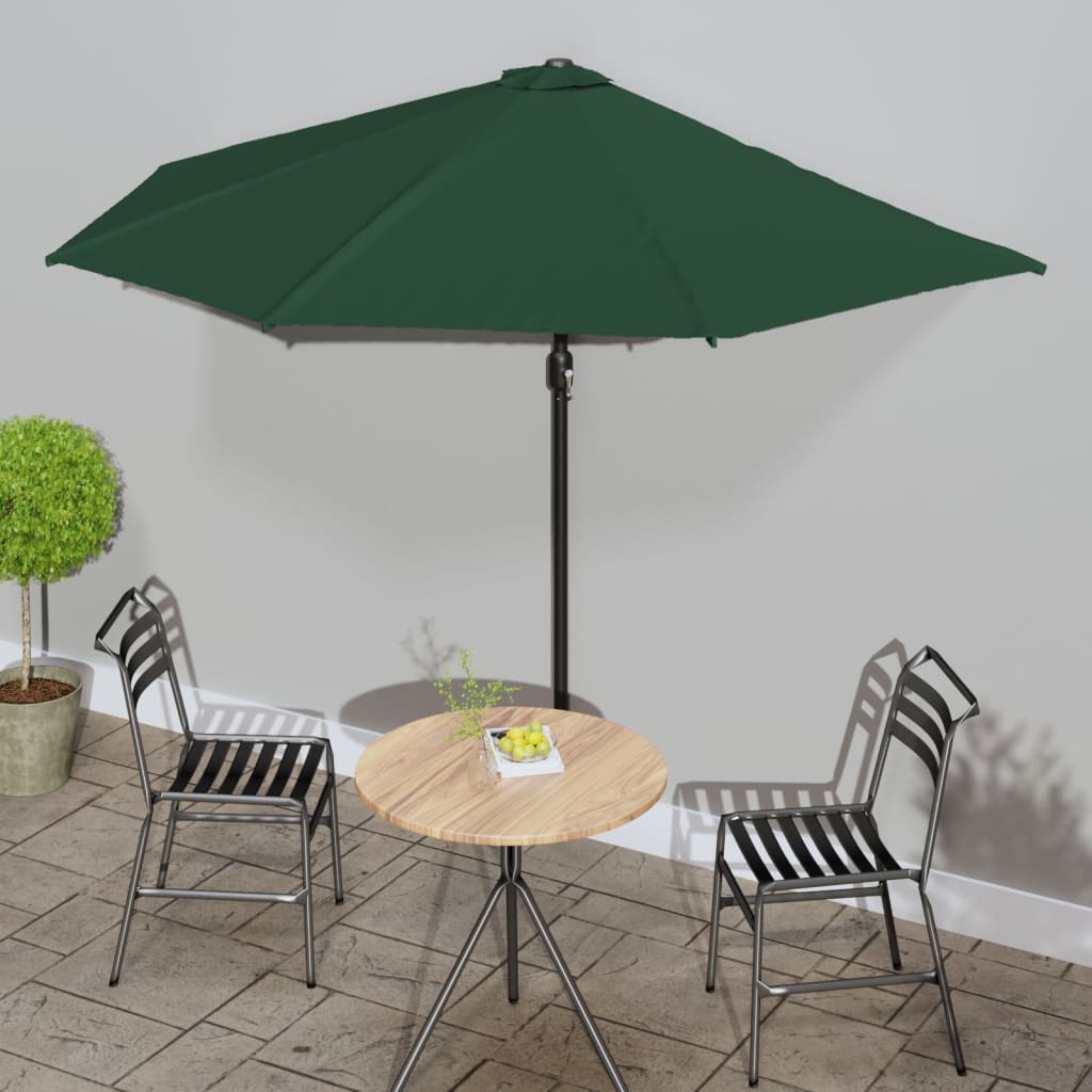 Vidaxl Balcony Parasol metà con polo in alluminio 300x155 cm verde