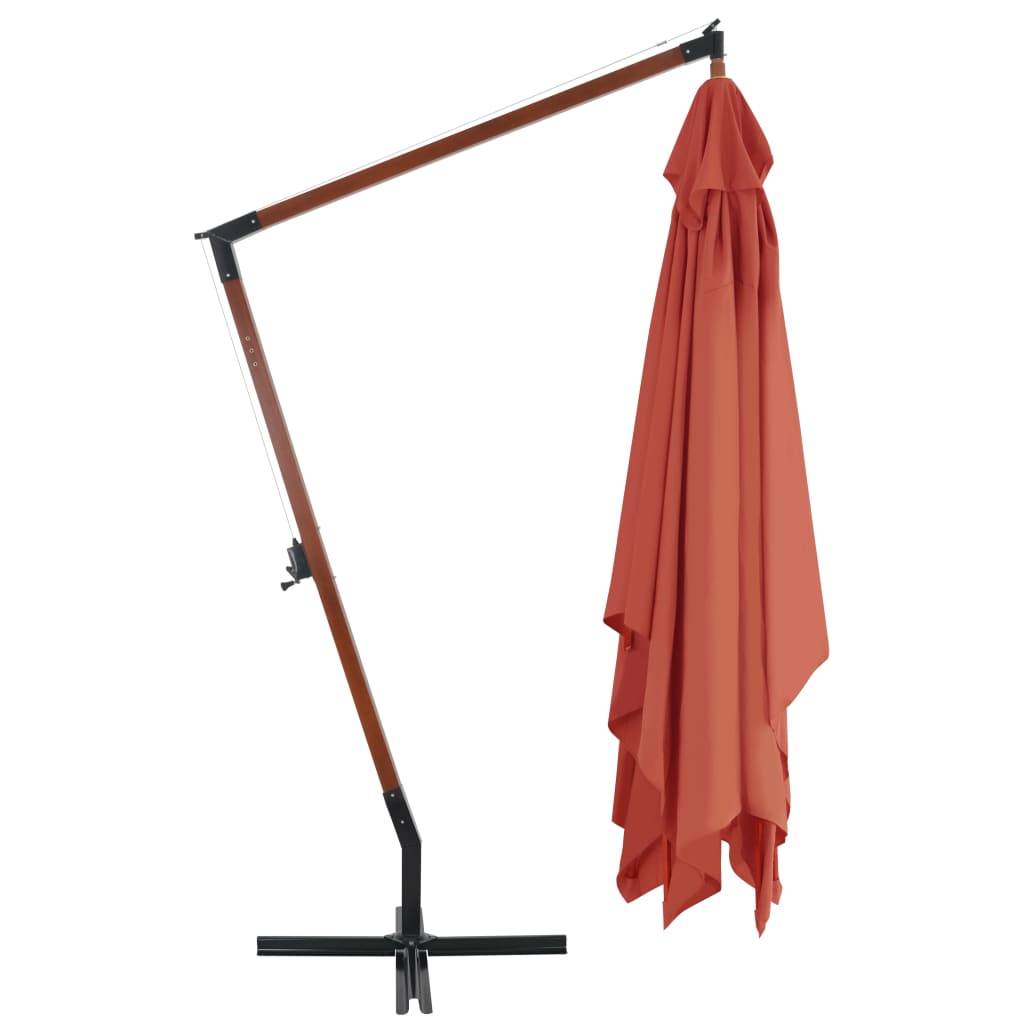 Parasol flotante Vidaxl con poste de madera 400x300 cm Terracota -Coled