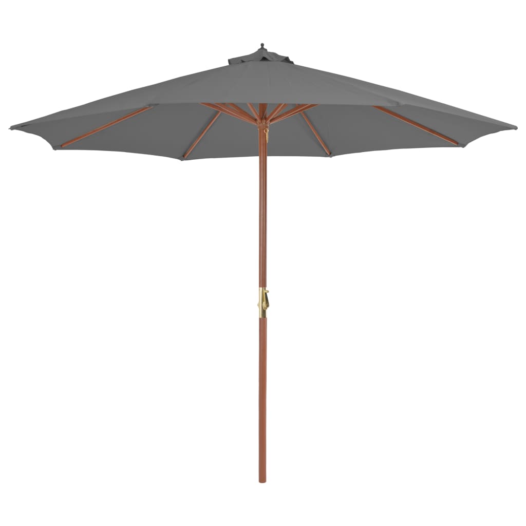 Vidaxl Parasol con poste de madera 300 cm de antracita