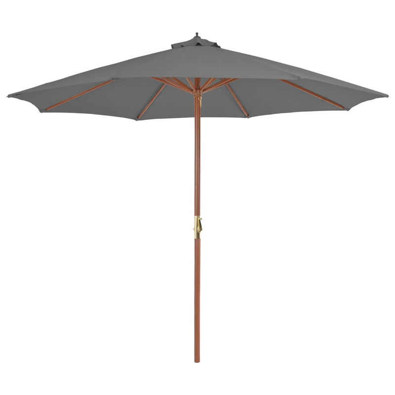 Vidaxl Parasol con polo in legno antracite da 300 cm