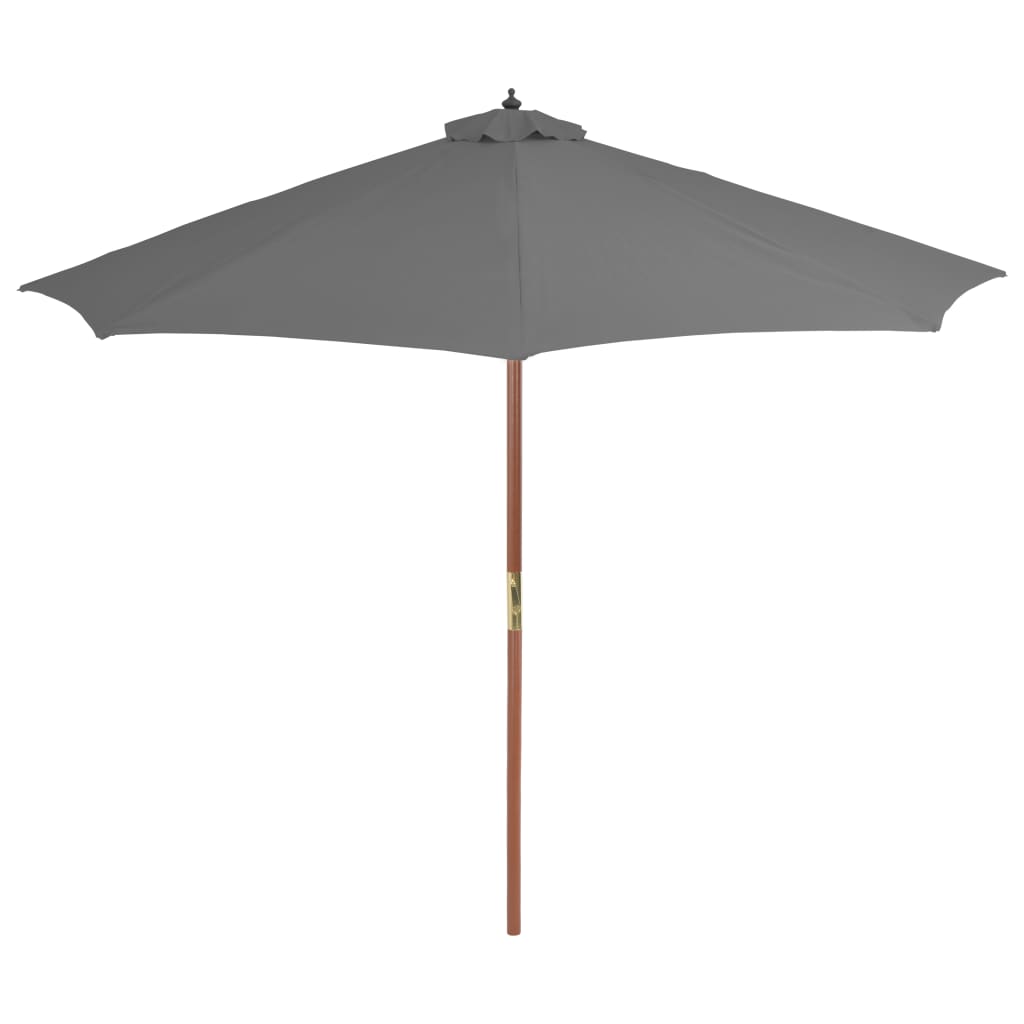 Vidaxl Parasol con poste de madera 300 cm de antracita