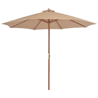Vidaxl Parasol con polo in legno 300 cm taupe
