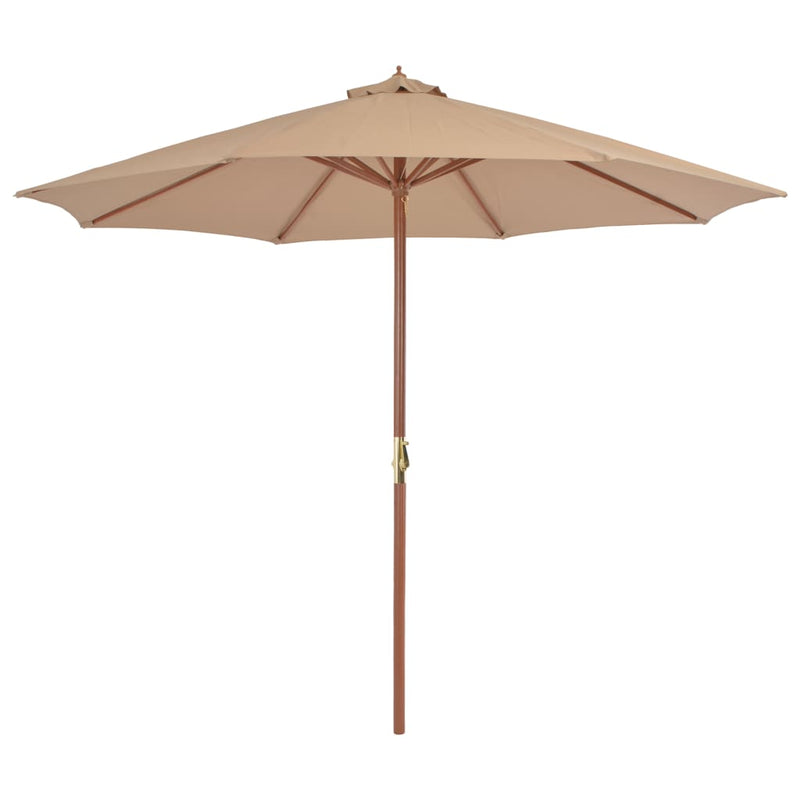 Vidaxl Parasol con polo in legno 300 cm taupe