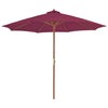 Vidaxl Parasol con palo in legno 300 cm Bordeaux rosso