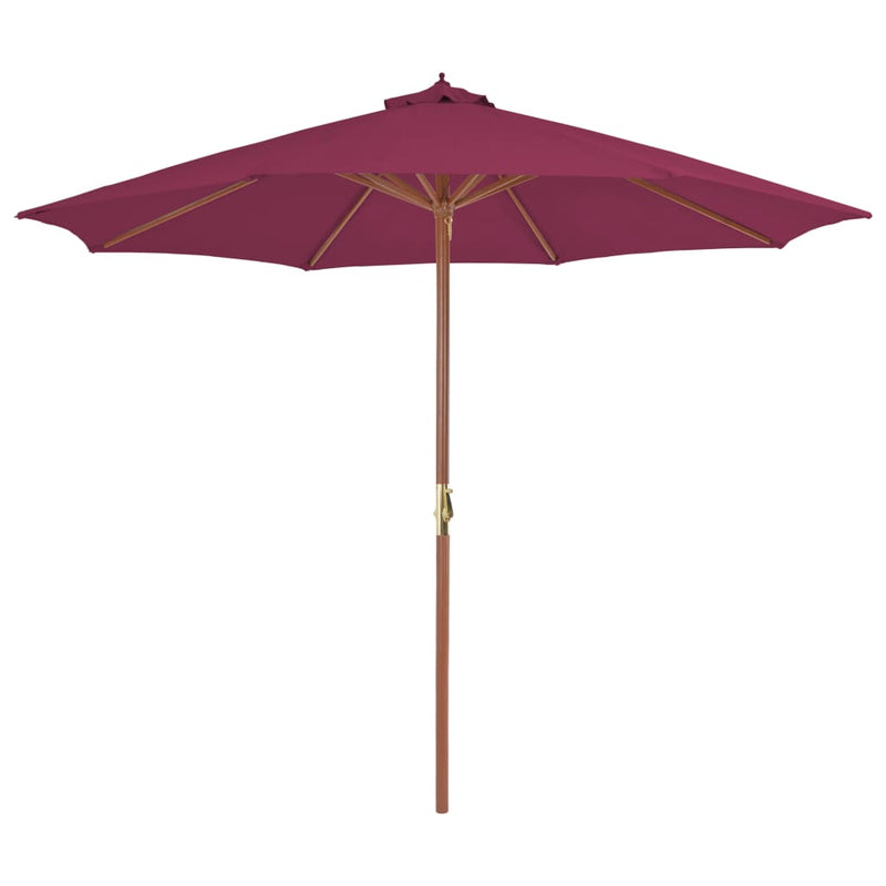 Vidaxl Parasol con palo in legno 300 cm Bordeaux rosso
