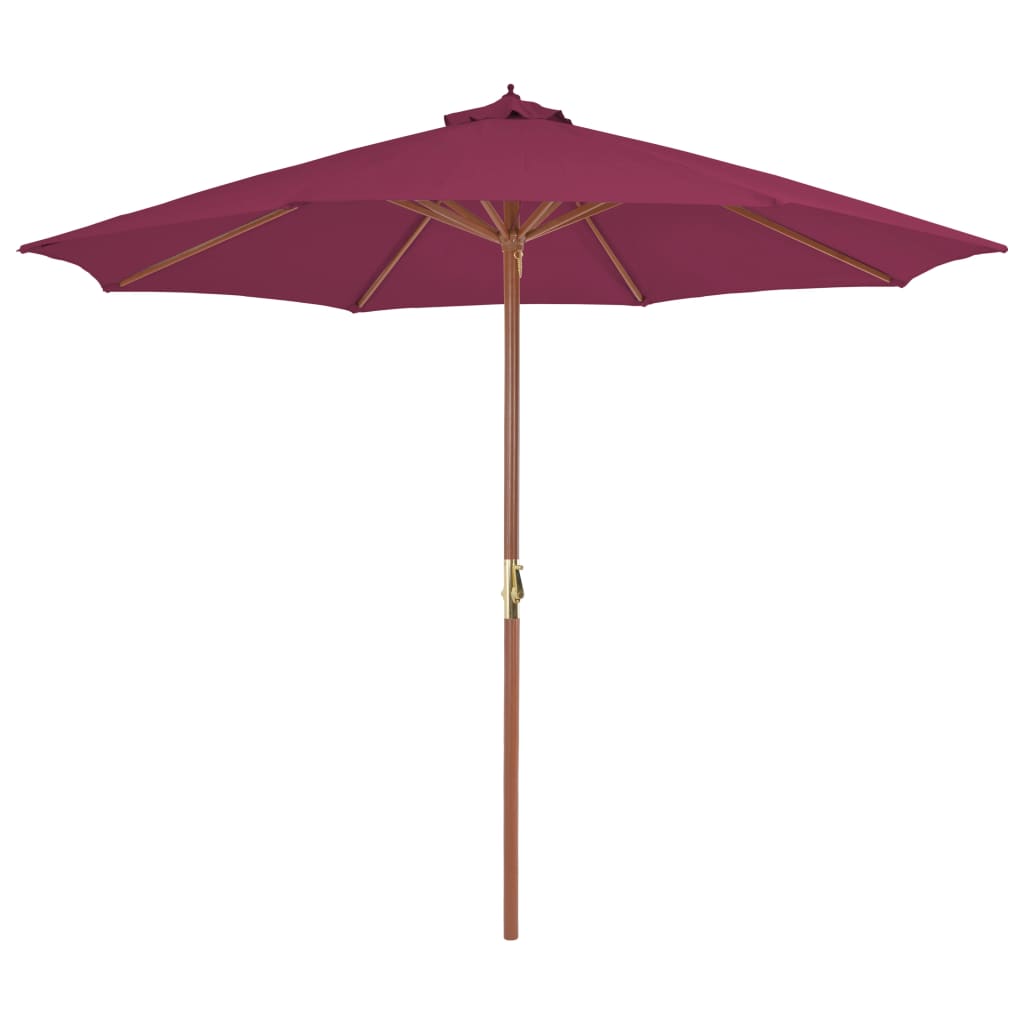 Parasol Vidaxl con poste de madera 300 cm Burdeos rojo
