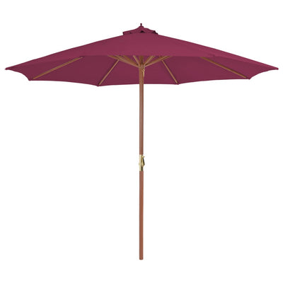 Vidaxl Parasol con palo in legno 300 cm Bordeaux rosso