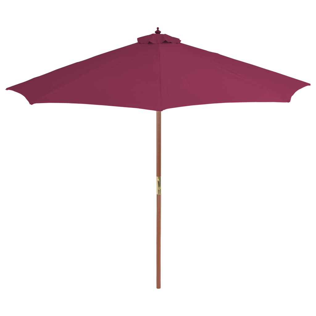 Parasol Vidaxl con poste de madera 300 cm Burdeos rojo
