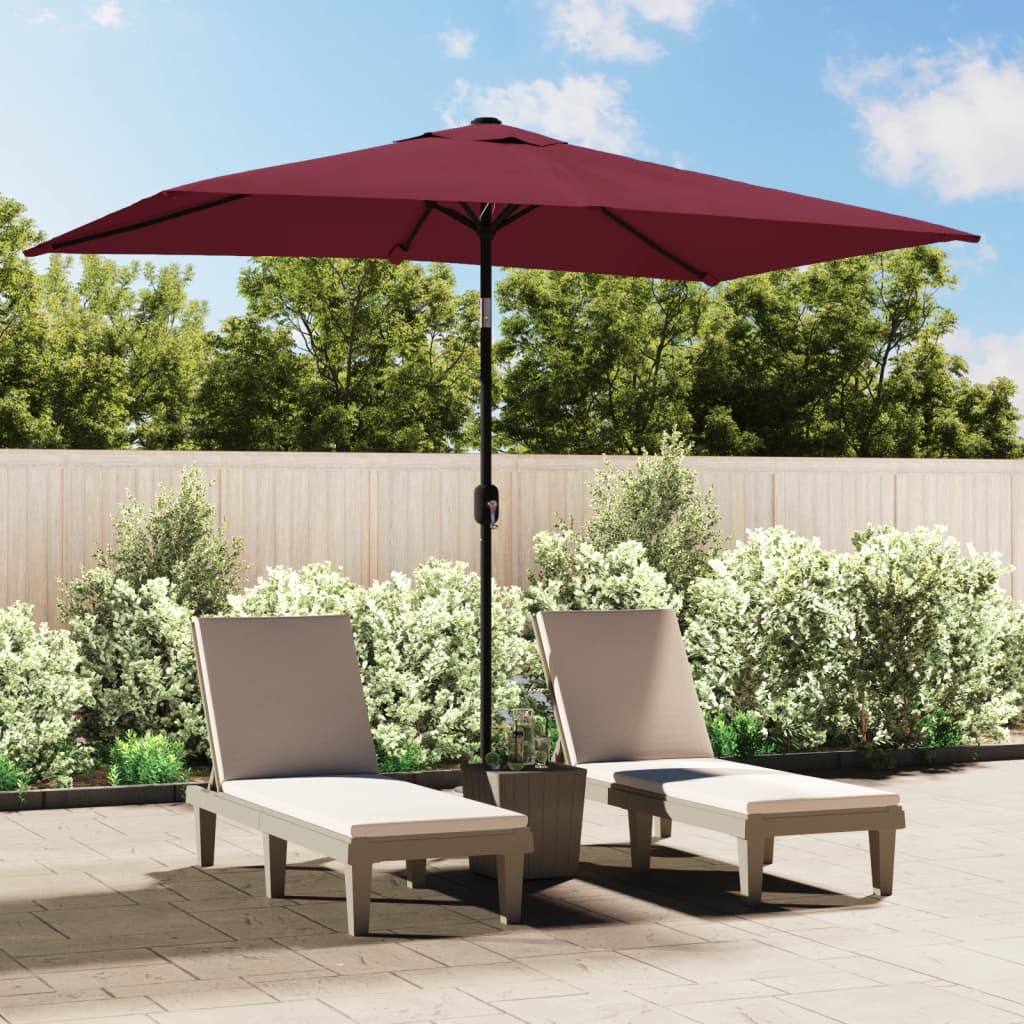Parasol Vidaxl con poste de metal 300x200 cm Burdeos rojo