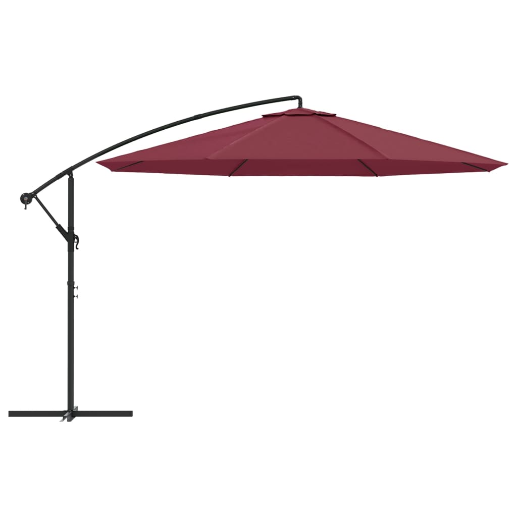 Parasol flotante Vidaxl con poste de aluminio 350 cm Borgoña rojo