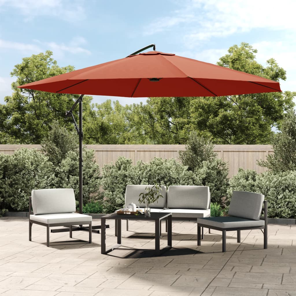Vidaxl Floating Parasol con polo in alluminio 350 cm in terracotta