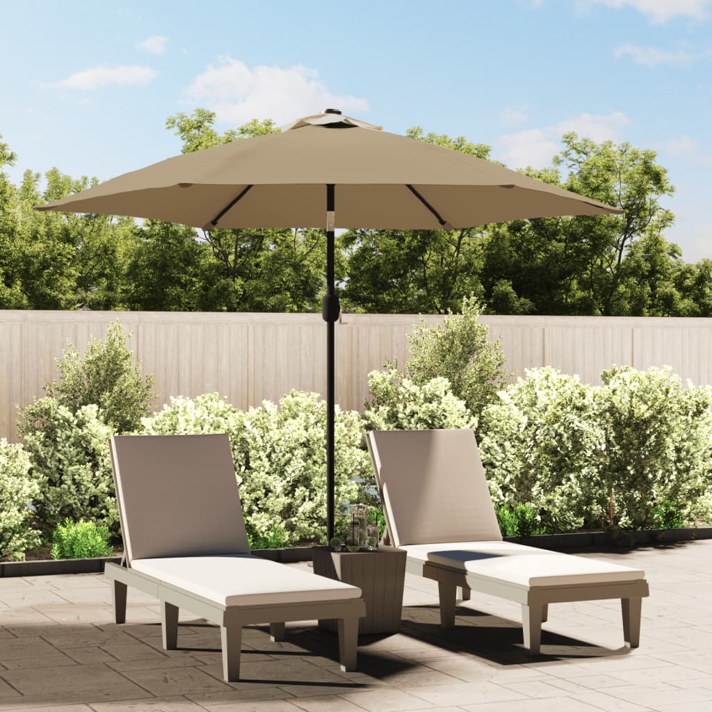 Parasol Vidaxl con iluminación LED y polo de acero de 300 cm de 300 cm