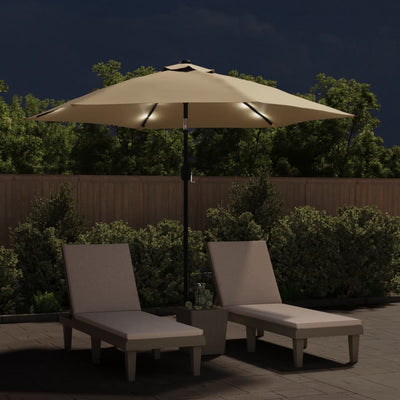 Parasol Vidaxl con iluminación LED y polo de acero de 300 cm de 300 cm