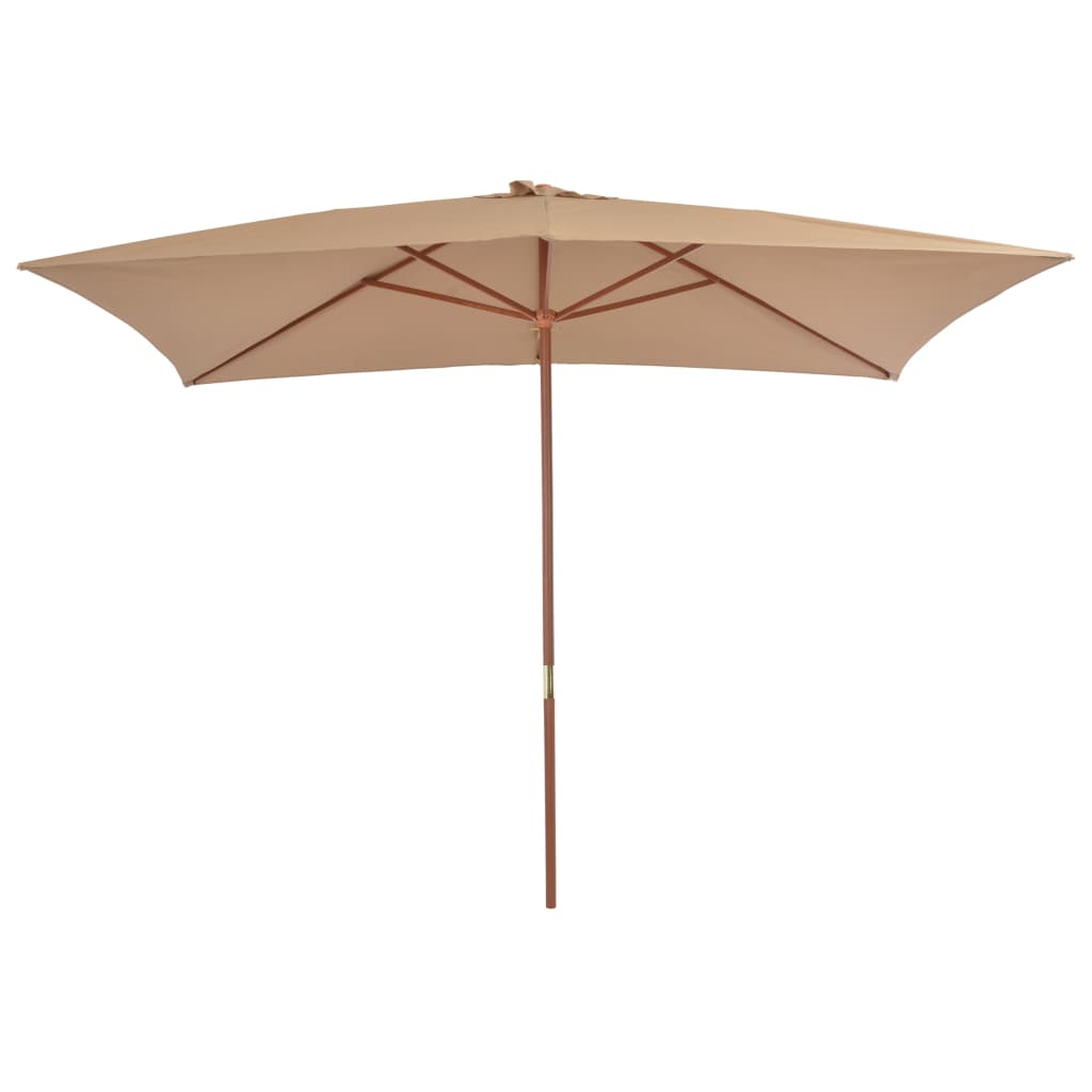 Vidaxl Parasol con polo in legno 200x300 cm taupe