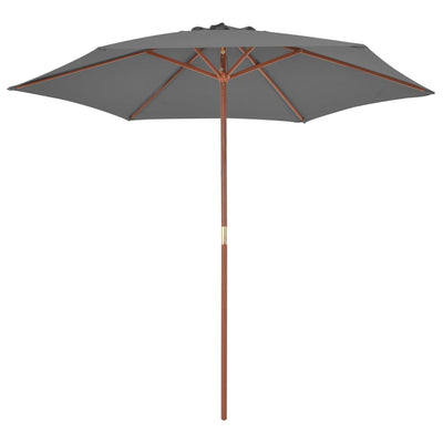 Vidaxl Parasol con polo in legno 270 cm antracite