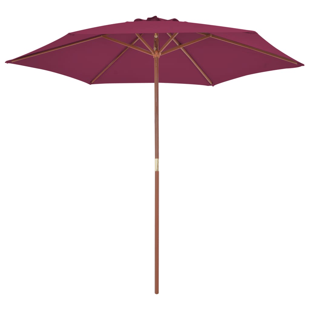 Parasol Vidaxl con poste de madera 270 cm Burdeos rojo
