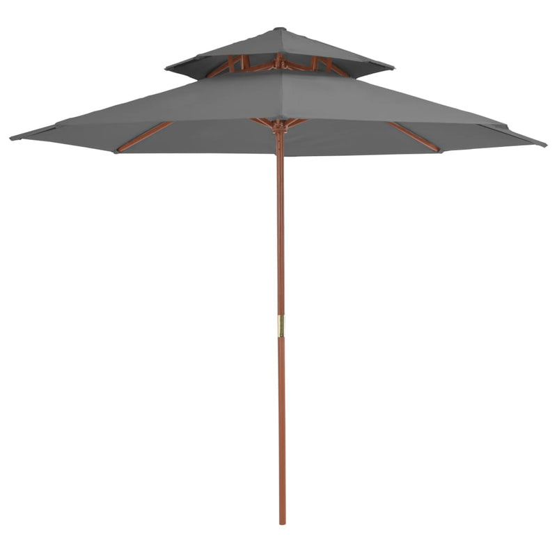 Vidaxl Parasol Double Decker con polo in legno antracite da 270 cm