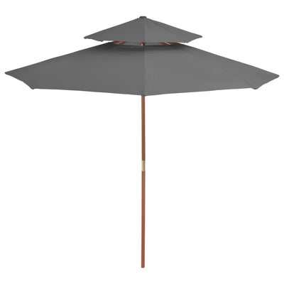 Vidaxl Parasol Double Decker con polo in legno antracite da 270 cm