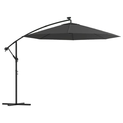 Vidaxl Parasolo galleggiante con polo in acciaio a LED antracite da 300 cm
