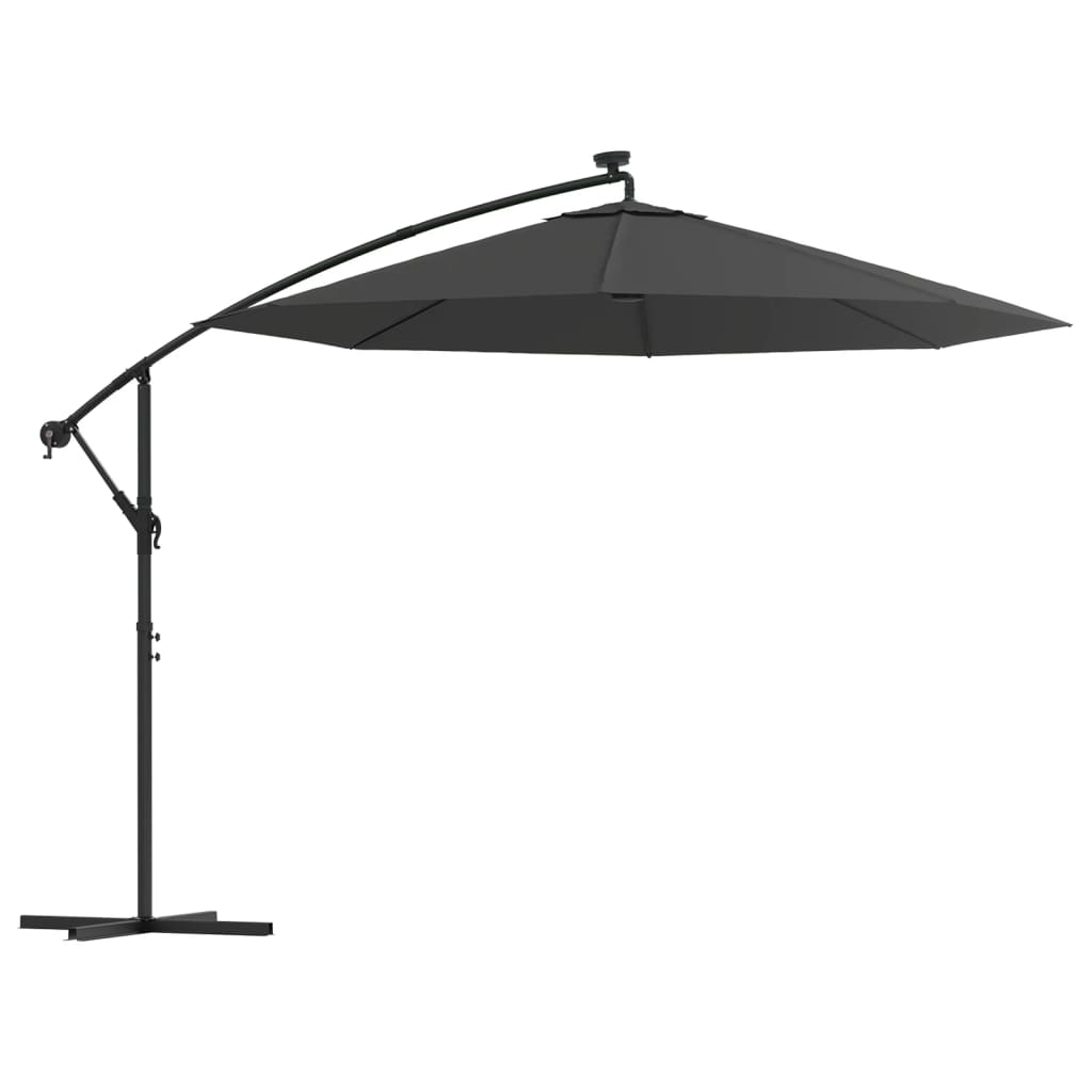 Parasol flotante Vidaxl con polo de acero de iluminación LED 300 cm antracita