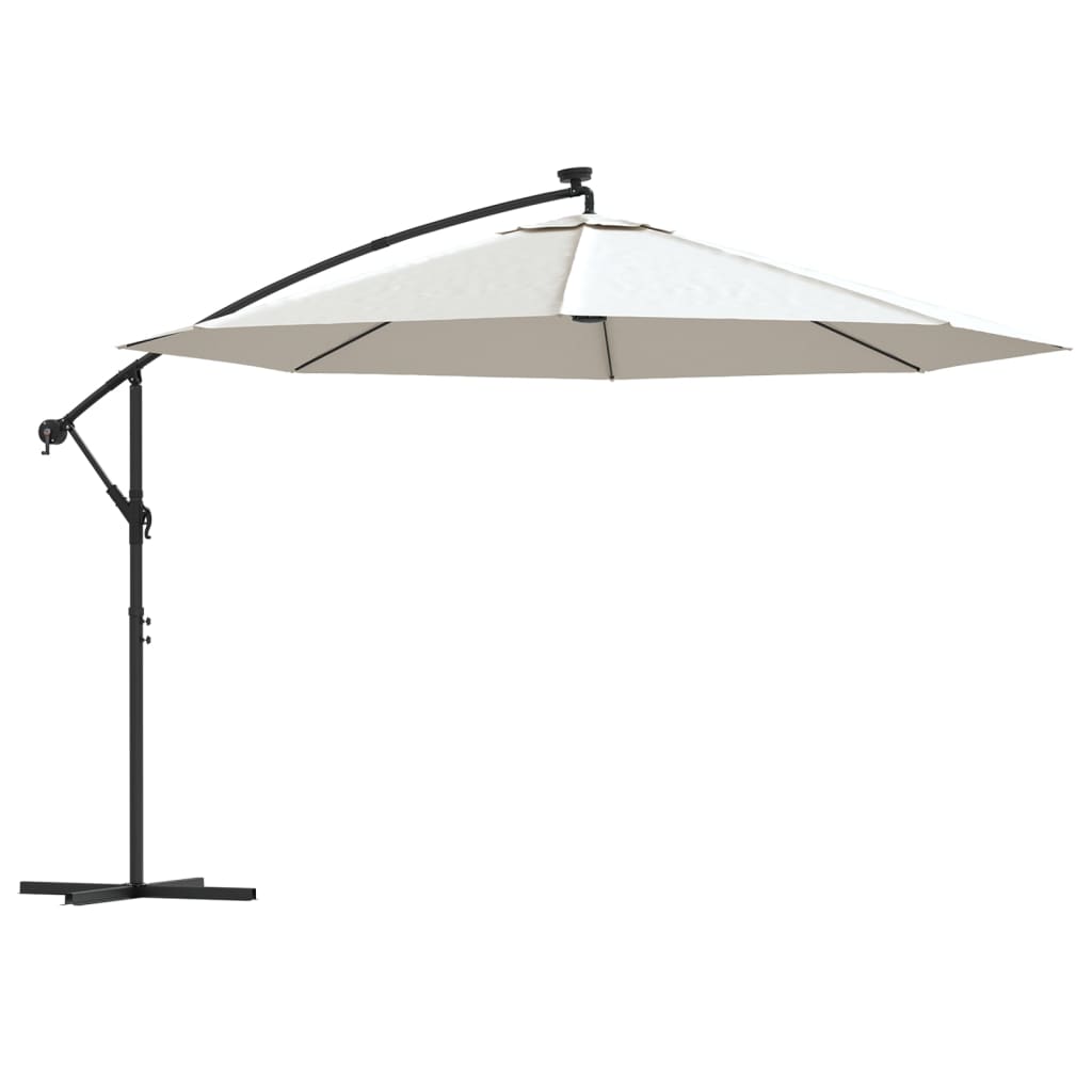 Parasol flotante de Vidaxl con iluminación LED y poste de metal de 350 cm de arena