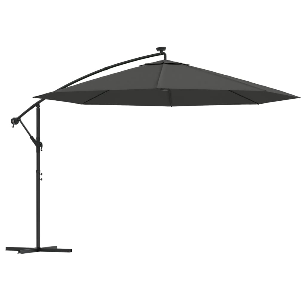 Parasolo galleggiante Vidaxl con polo metallico a LED antracite da 350 cm