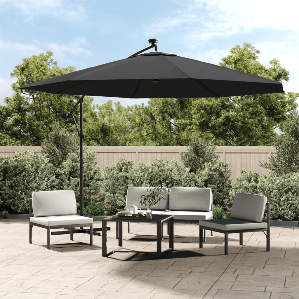 Parasolo galleggiante Vidaxl con polo metallico a LED antracite da 350 cm