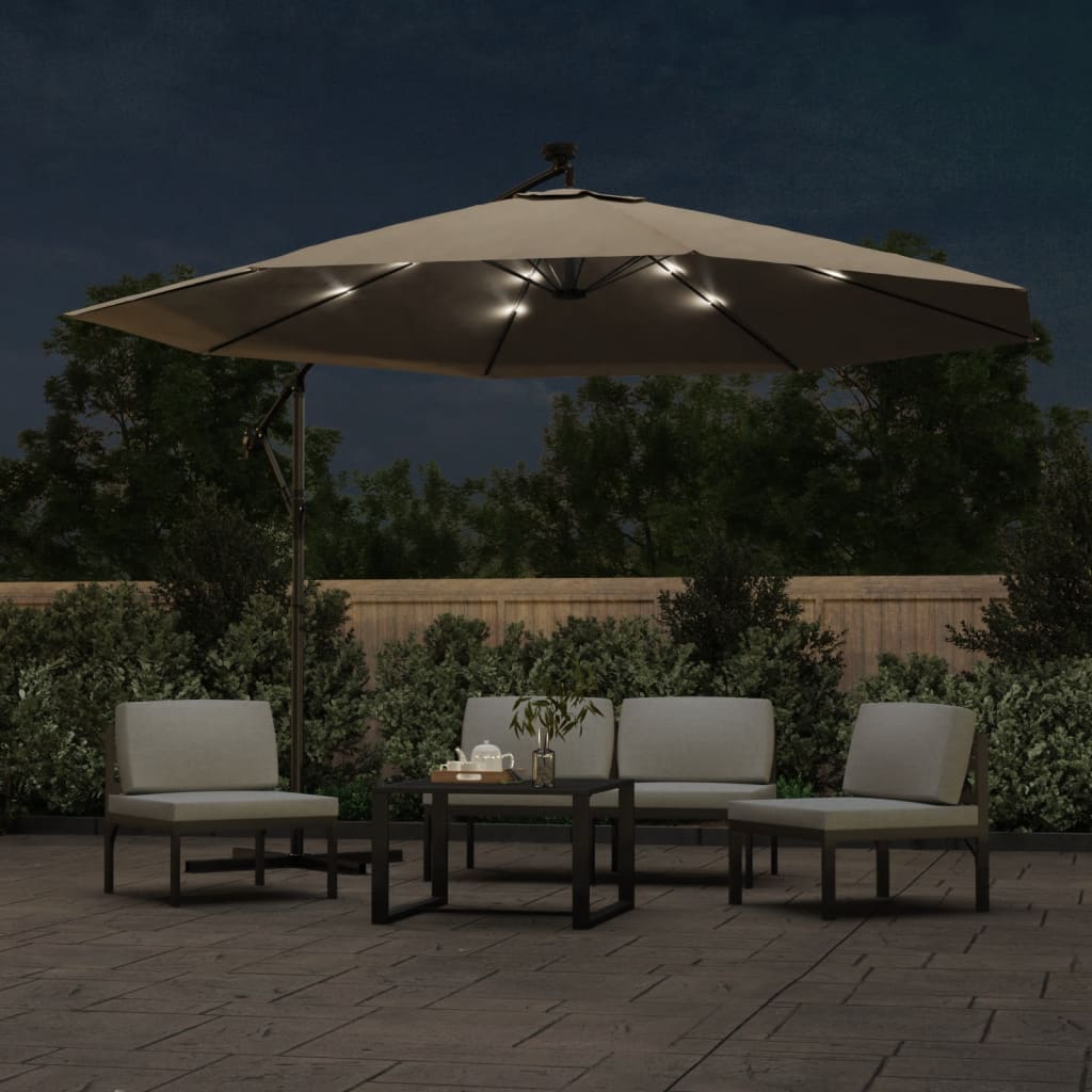 Parasol flotante Vidaxl con iluminación LED y polo de metal de 350 cm