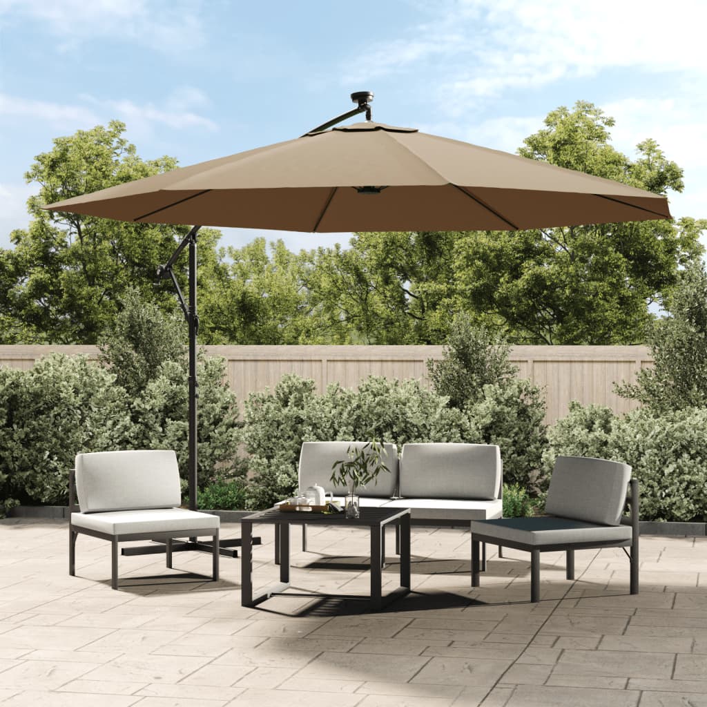 Parasol flotante Vidaxl con iluminación LED y polo de metal de 350 cm