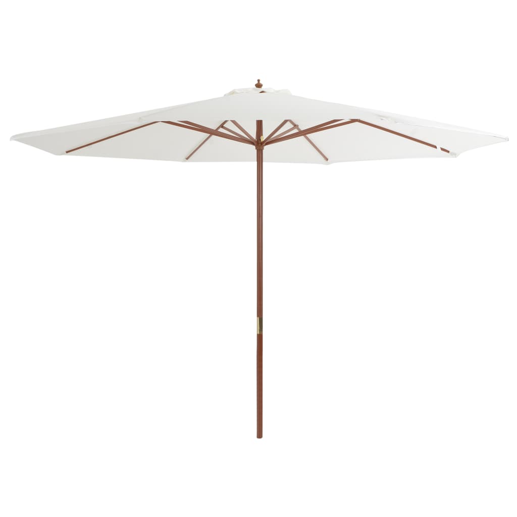Vidaxl Parasol con poste de madera 350 cm de arena blanca