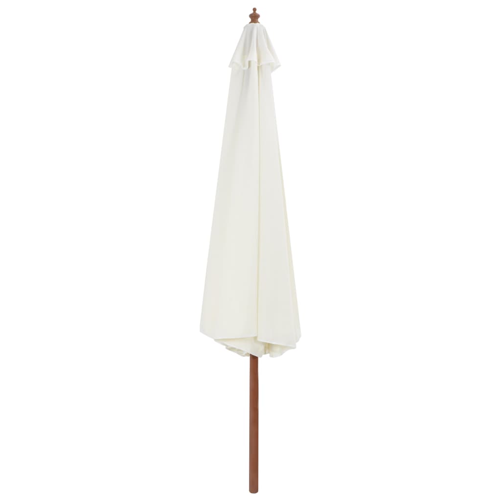 Vidaxl Parasol con poste de madera 350 cm de arena blanca
